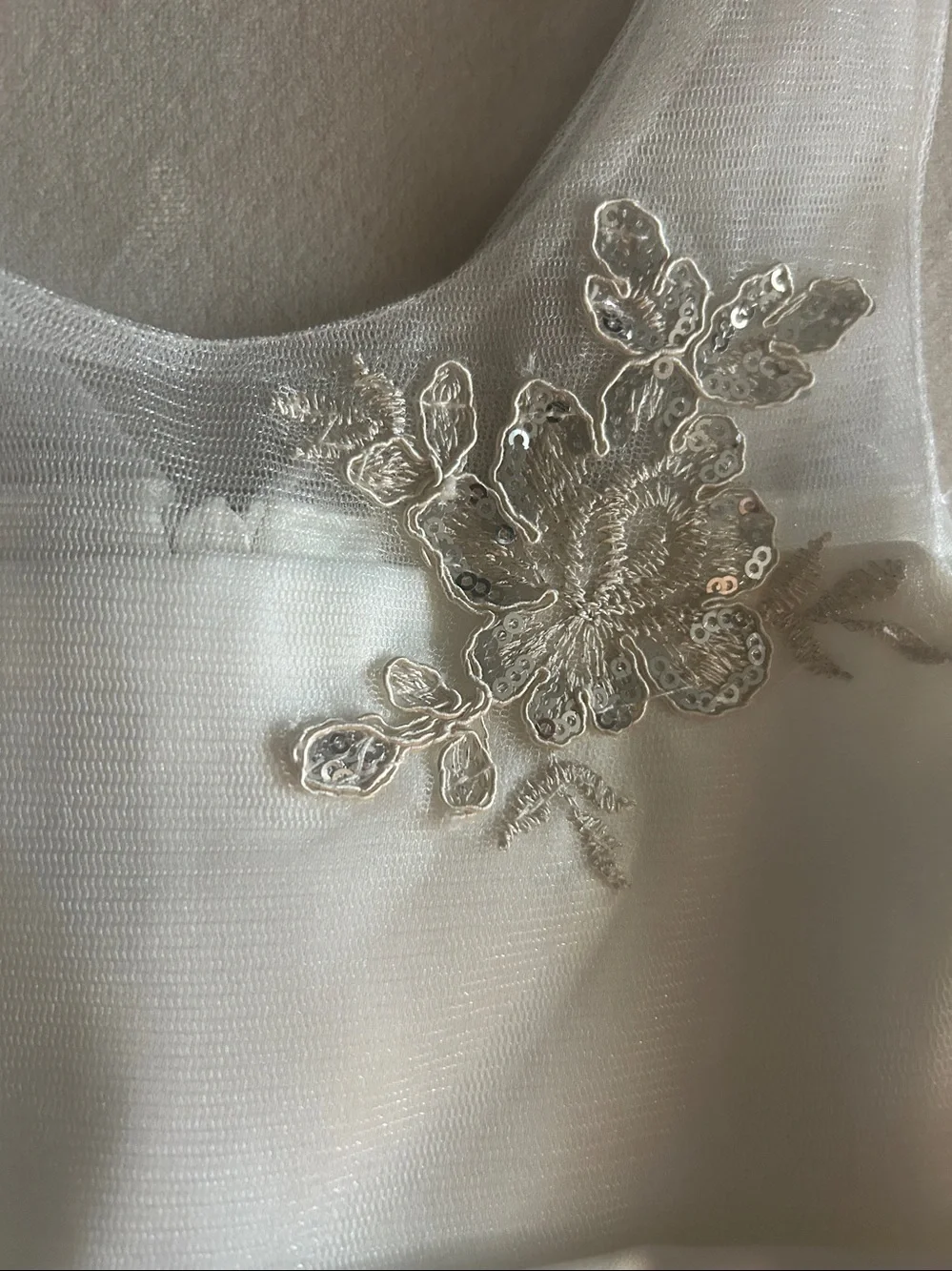 American Princess Ivory Embroidered Floral Tulle Dress
